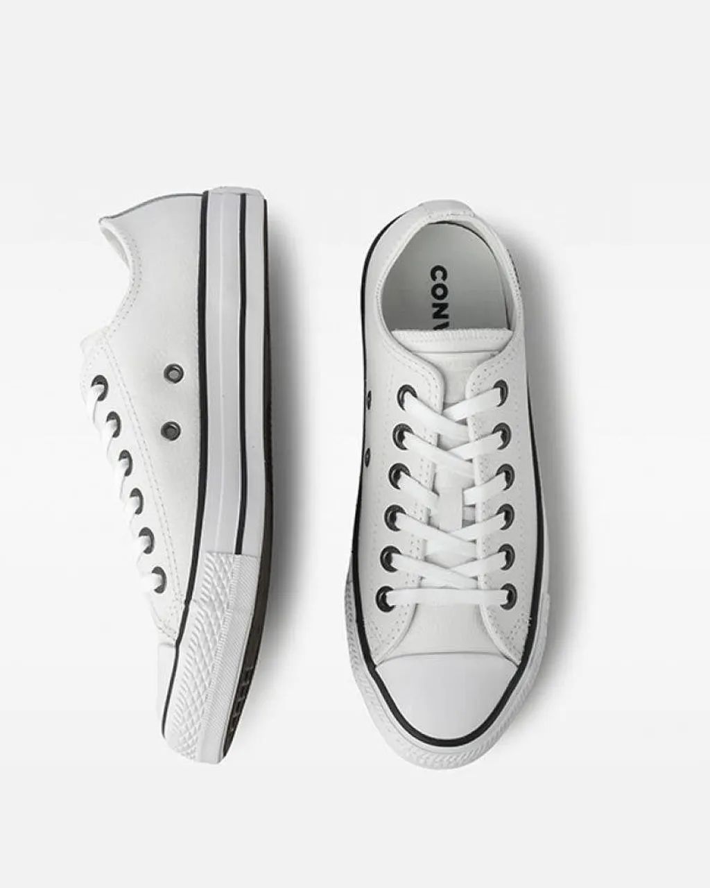 Tênis Converse Chuck Taylor All Star Couro Cano Baixo Branco - Foto 2