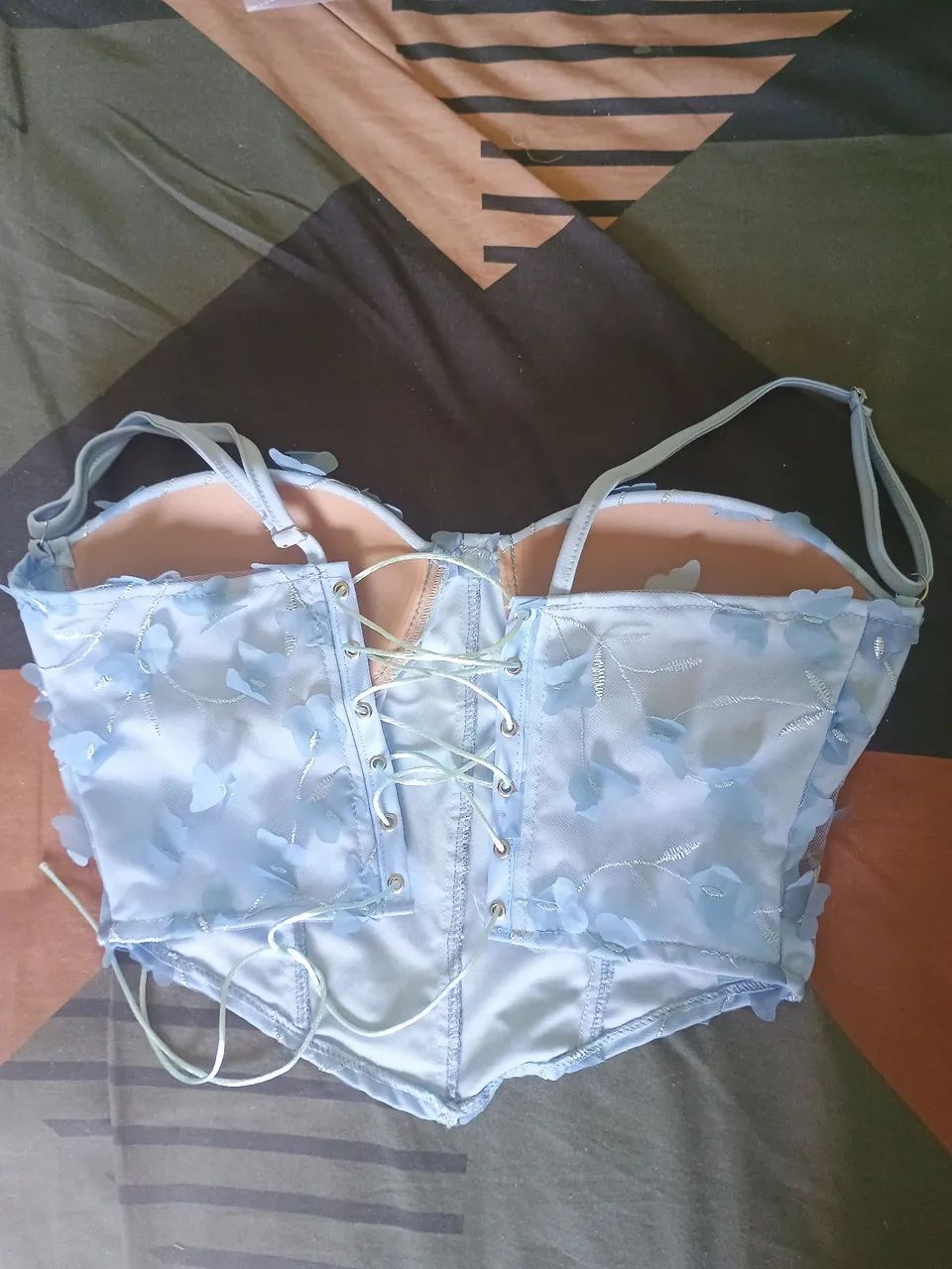 CORSET AZUL E BRANCO NOVO - Foto 2