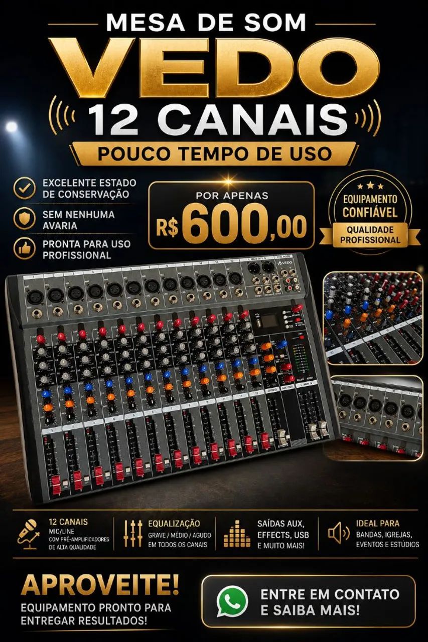 Mesa de som 12 canais vedo - Foto 2