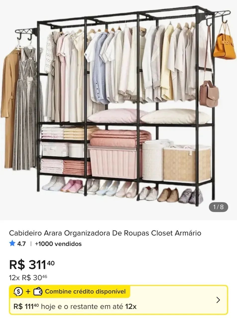Cabideiro arara - guarda roupas novo - Foto 4