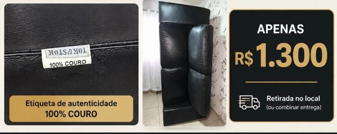Vendo sofá de couro novíssimo  - Foto 2