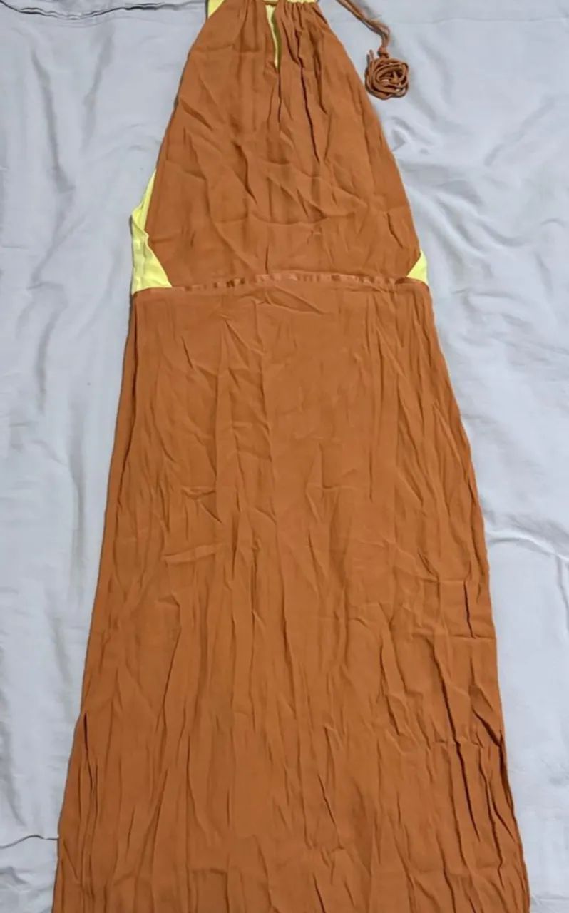 Vestido longo terracota