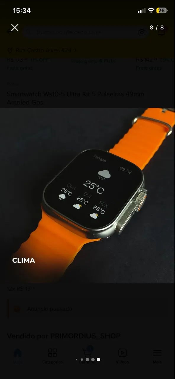 KIT Smartwatch WS10-5 ULTRA + 5 pulseiras + entrega grátis!