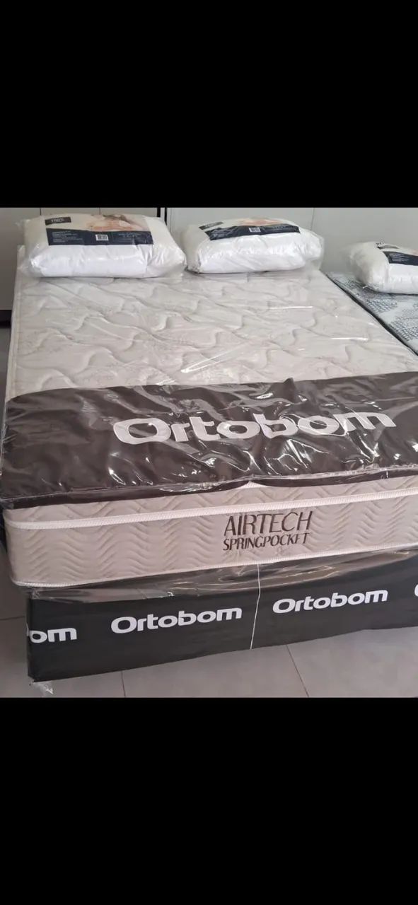 CONJUNTO COLCHÃO AIRTECH ORTOBOM COMPLETO   - Foto 4