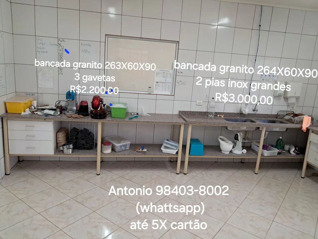 Bancada com tampo e prateleira de granito - Foto 4