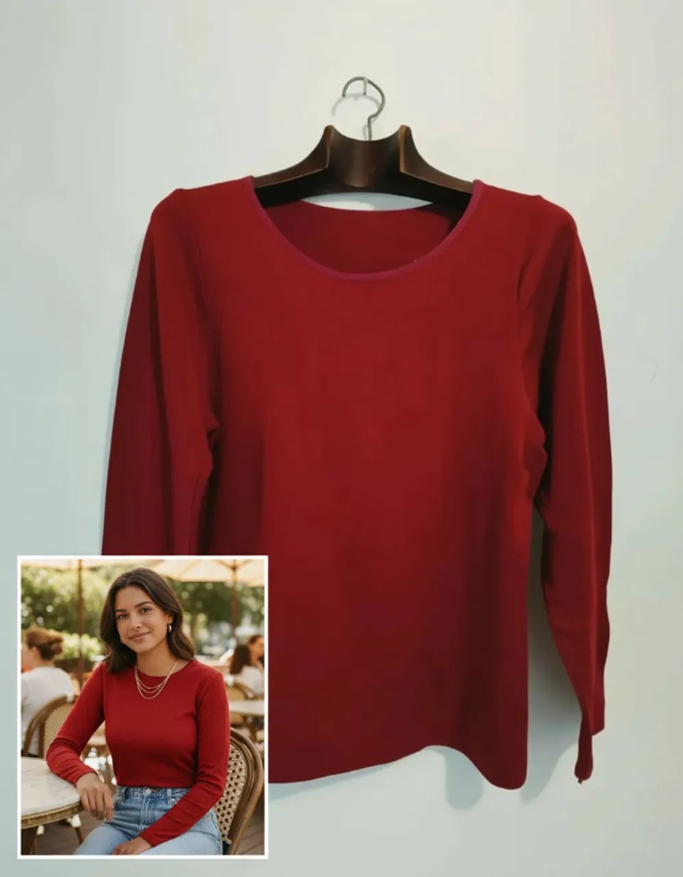 Blusa Vermelha Clássica Manga Longa - Foto 2