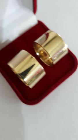 Par aliança moeda Antiga cor de Ouro - Foto 4