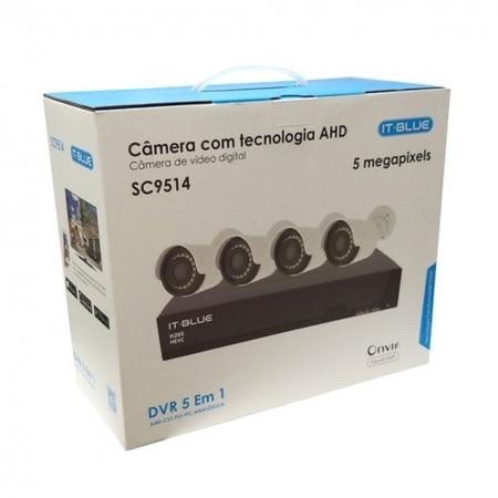 Câmeras 4 + DVR 1080p tecnologia AHD 5mp IT-Blue SC9514