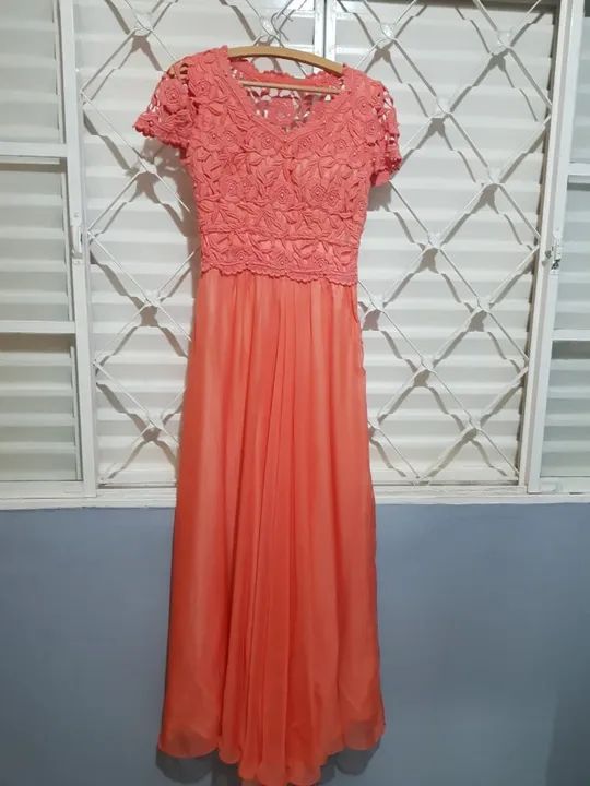 Vestido madrinha cor laranja / salmão P - Foto 4
