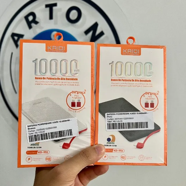 PowerBank Kaidi-951 10.000mAh C/ Garantia de 4 meses - Parcelo em até 10x