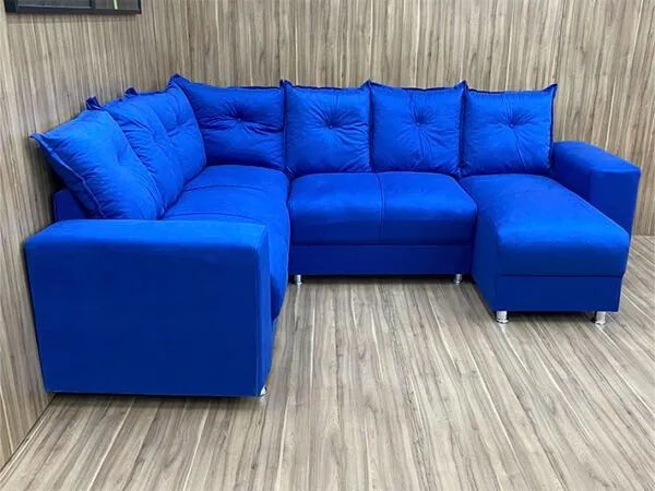 Sofá de Canto Azul/ Suede  - Foto 2