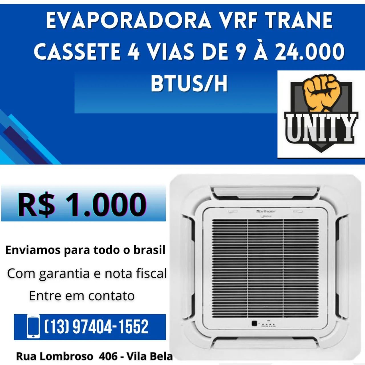 Evaporadoras K7 VRF 4 VIAS de 9 à 24.000 BTUs