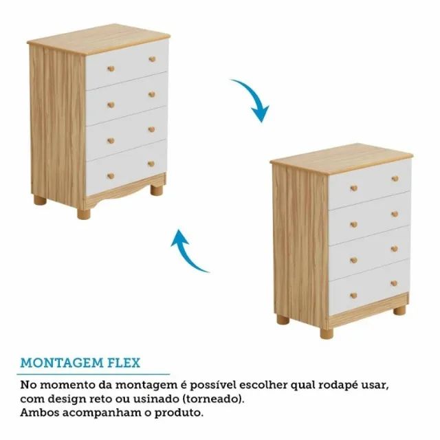 Comoda Infantil 4 Gavetas Junior 100% MDF - Peroba Moveis - Foto 3