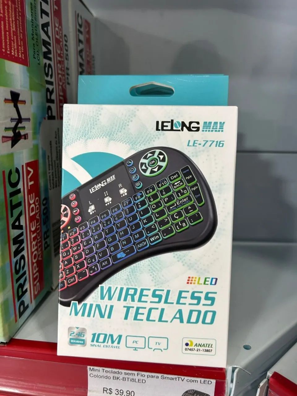 Mini Teclado Led Sem fio para TV USB