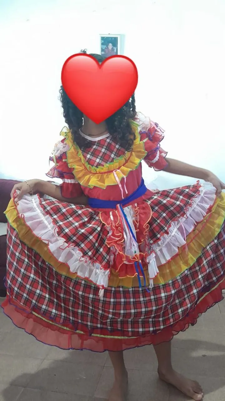 Vestido Junino Xadrez Colorido Infantil São João Criança