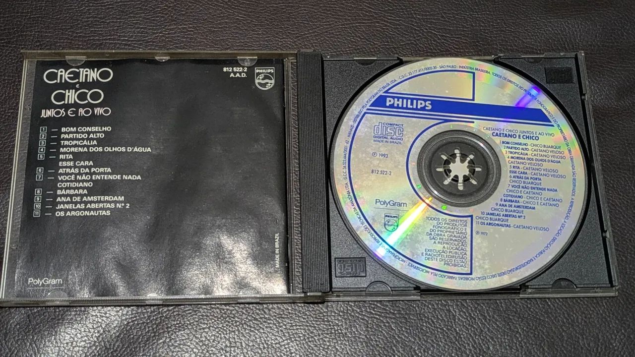 CD Caetano e Chico - Juntos e Ao Vivo (Remasterizado 1993) - Original - Foto 3