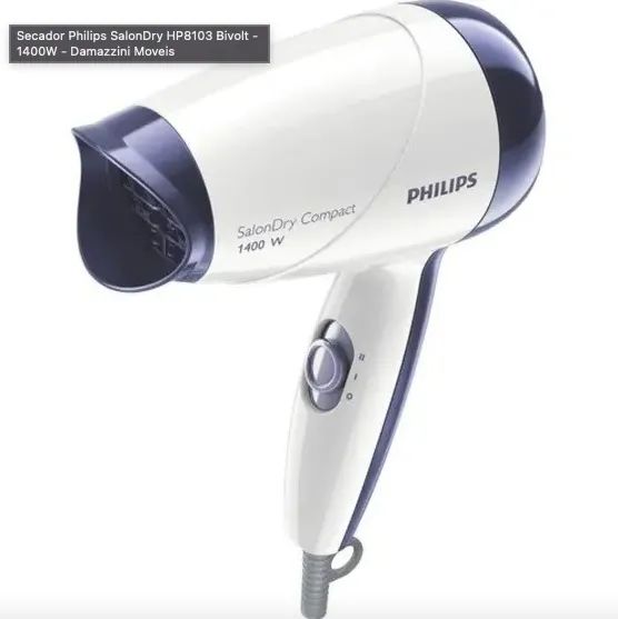 Secador de Cabelo Philips SalonDry Compact 1400W PERFEITO Estado!