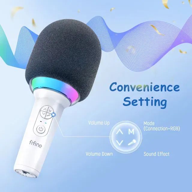 Microfone Fifine para musicas -  Microfone Portátil Sem Fio - Branco - Foto 4
