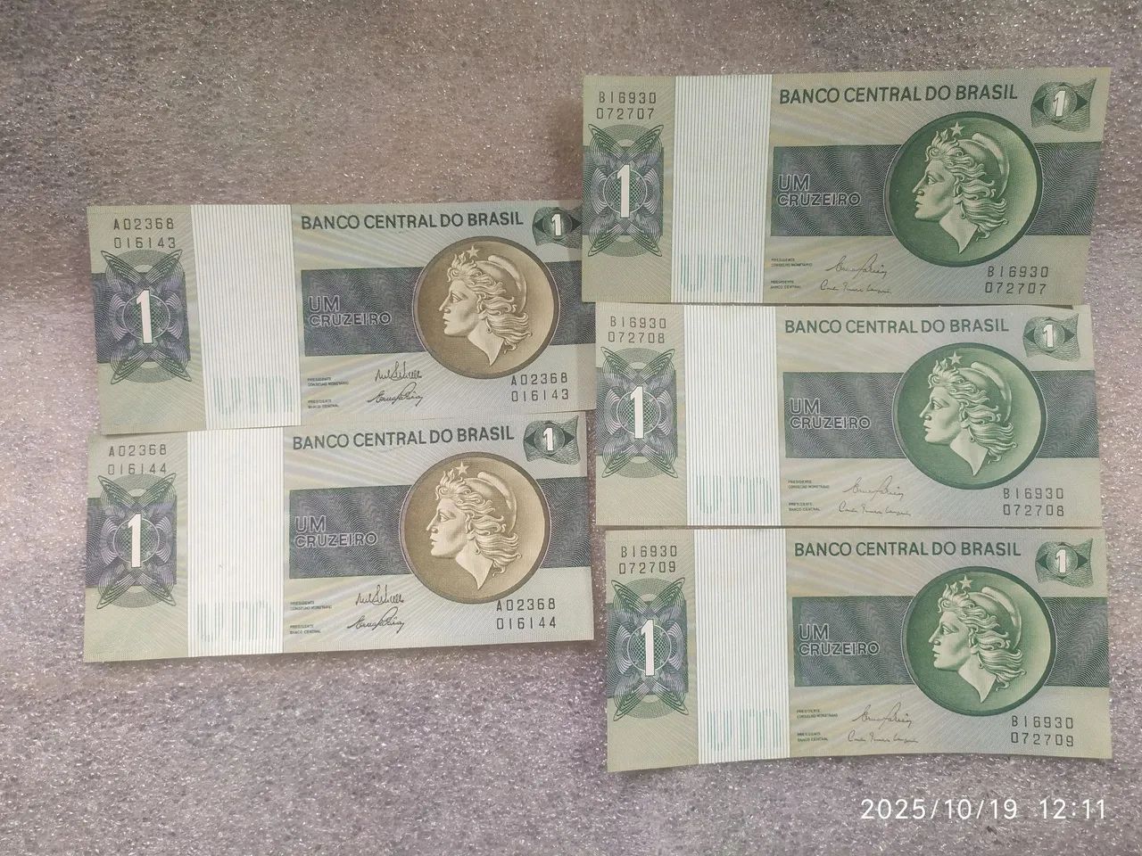 Cédulas Um Cruzeiro e 1000 cruzeiros Banco Central do Brasil