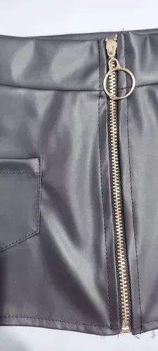 Saia Couro Fake Infantil Ziper Frontal Menina