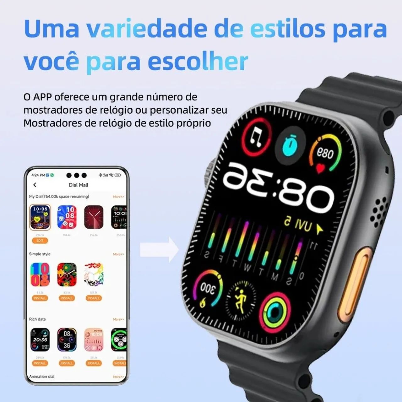 Smartwatch inteligente X10 Ultra WhatsApp + NFC + GPS + Chat GPT (TITANIUM BLACK) - Foto 5