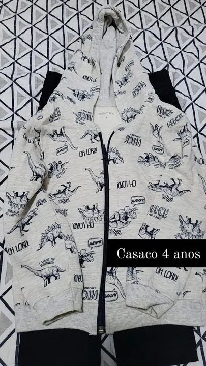 Casaco de Moletom Infantil Dinossauros - 4 Anos