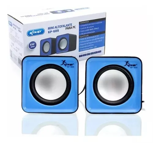 Mini Caixa De Som Para Pc E Notebook Knup Kp-609 Azul Novo Loja Coimbra Computadores