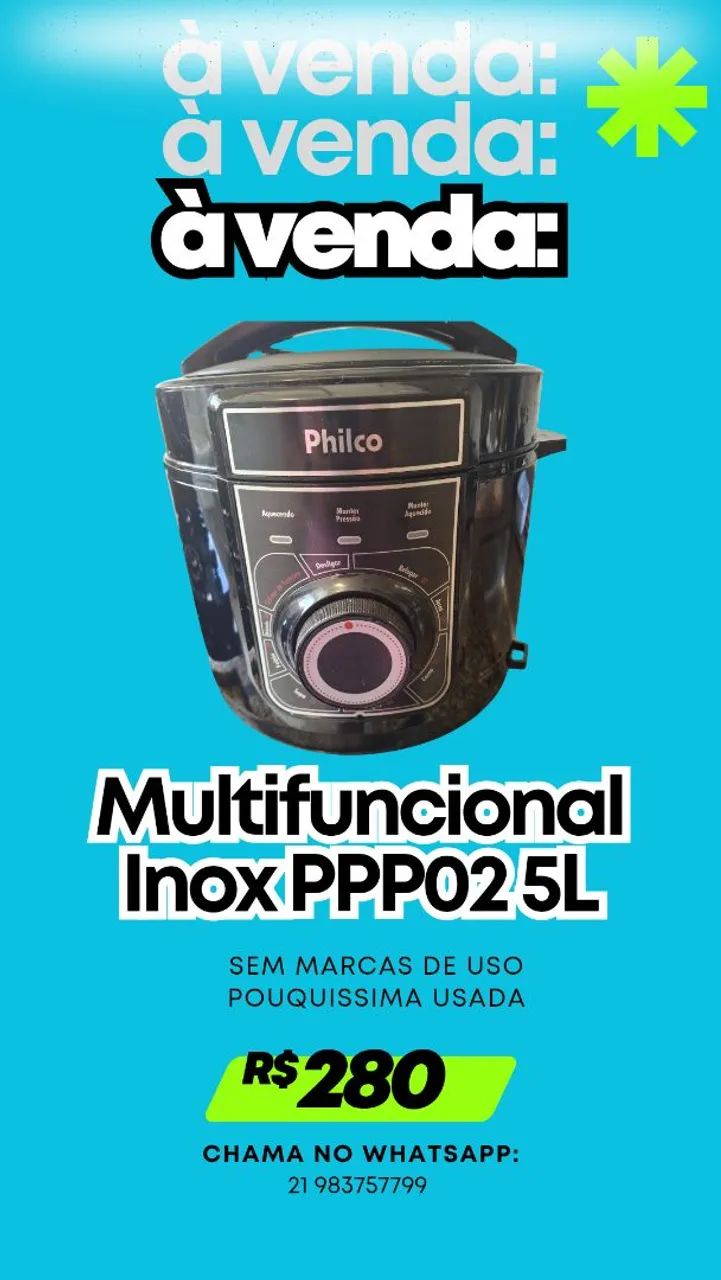 Panela de Pressão Elétrica Philco Inox 5L