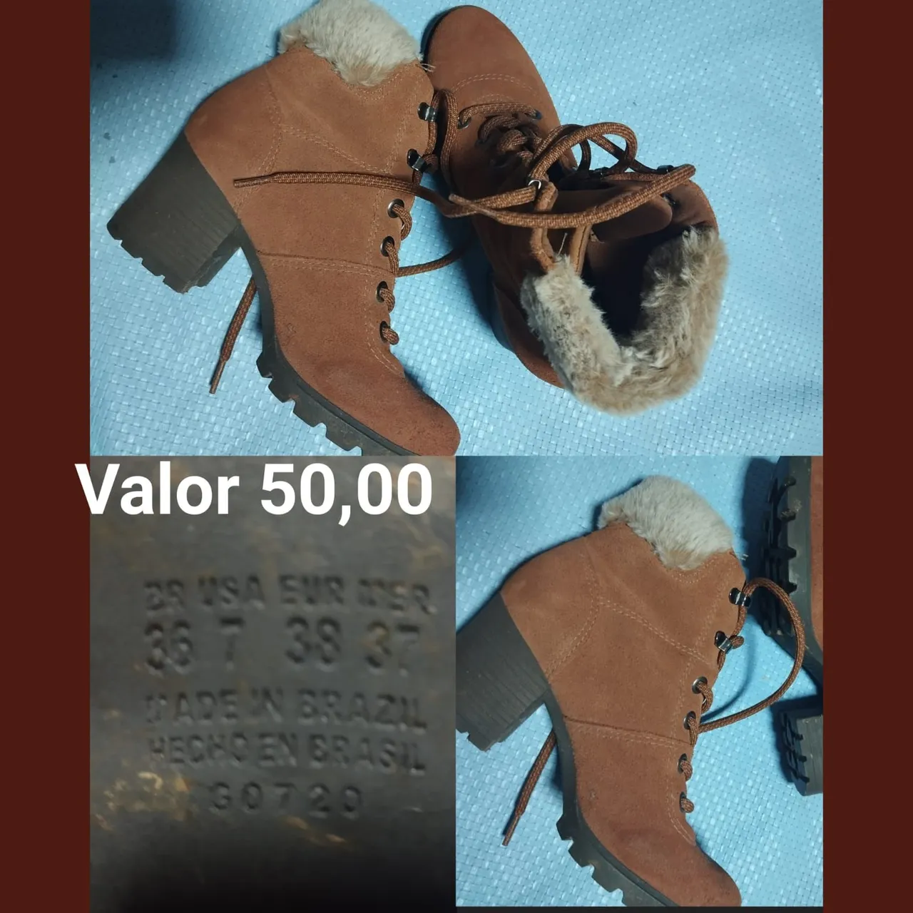 Bota Feminina Marrom com Detalhes em Pelúcia