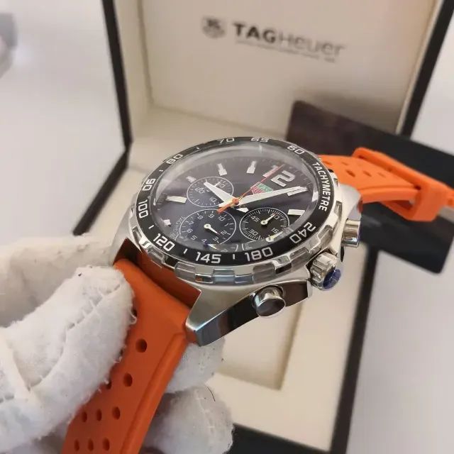 Relógio TAG HEUER FORMULA 1 FUNCIONAL PULSEIRA DE SILICONE LARANJA - Foto 3