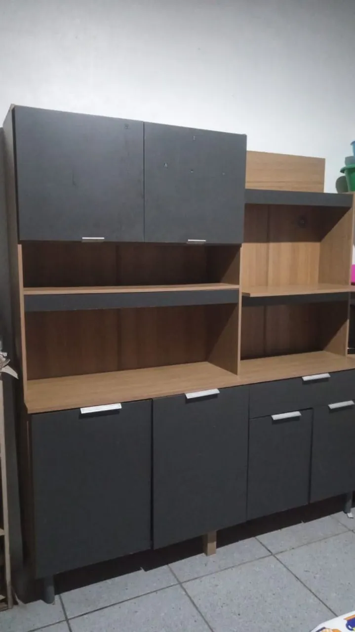 Armário de Cozinha Completo com 2 Portas e 3 Gavetas - usado