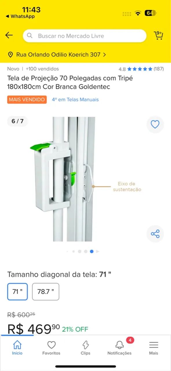 Tela de Projeção 71 polegadas - Foto 4
