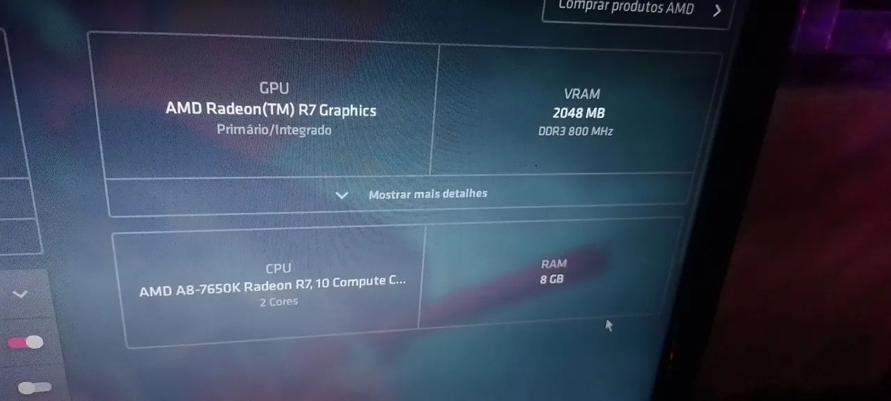 PRA HOJE .PC GAMER COMPLETO APENAS VENDA . A8 7650K 8GB RAM leia descrição - Foto 3