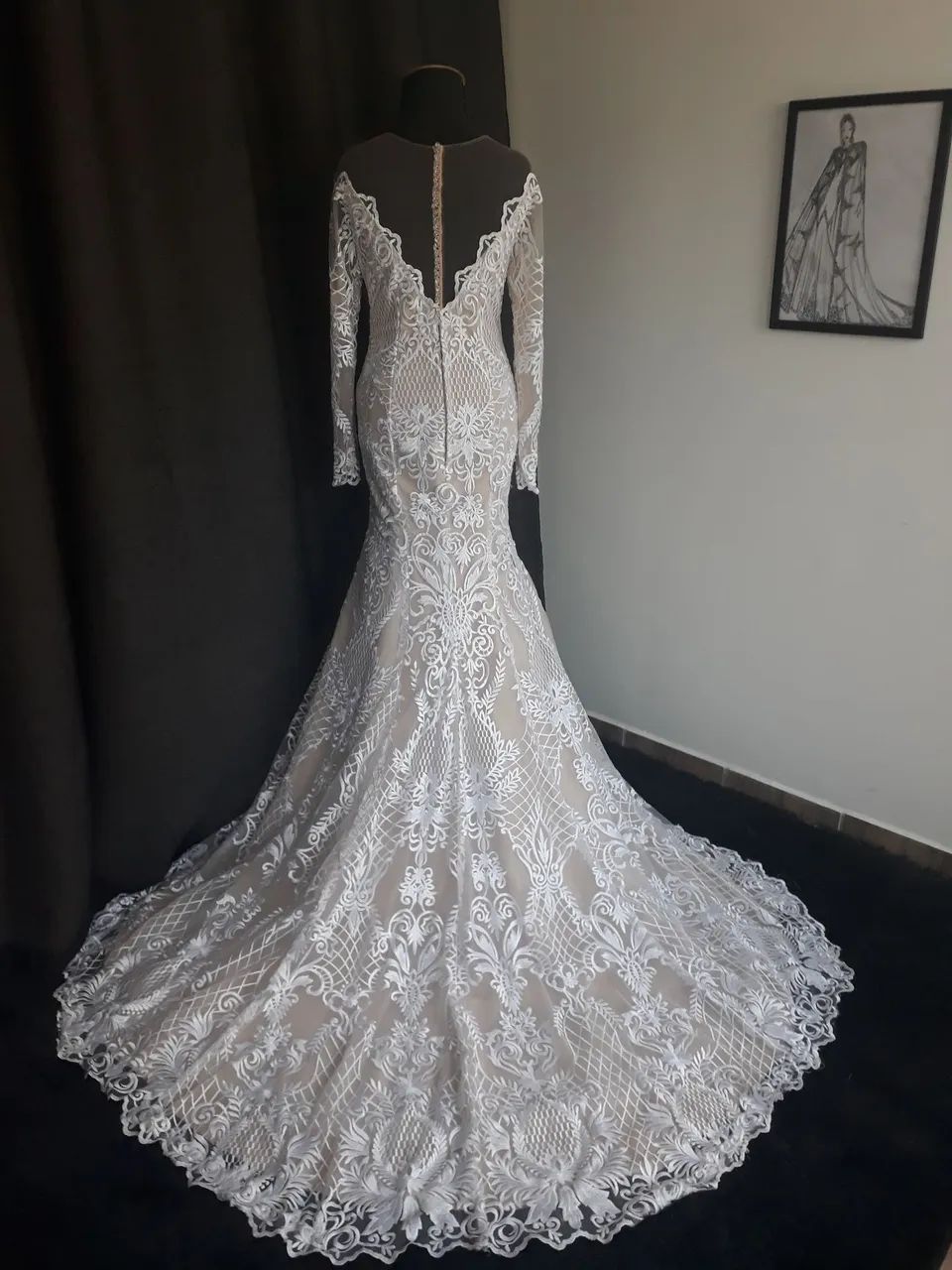 Vestido de Noiva Rendado com Manga Longa - Foto 4