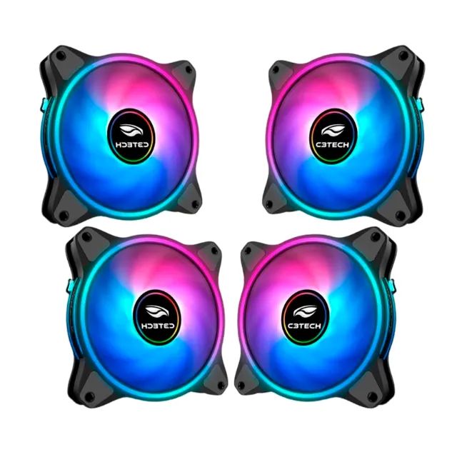 Kit 4 Cooler Fan 120mm C3Tech C110F250 com Controladora e Controle ARGB 3P 5V - WZetta - Foto 2