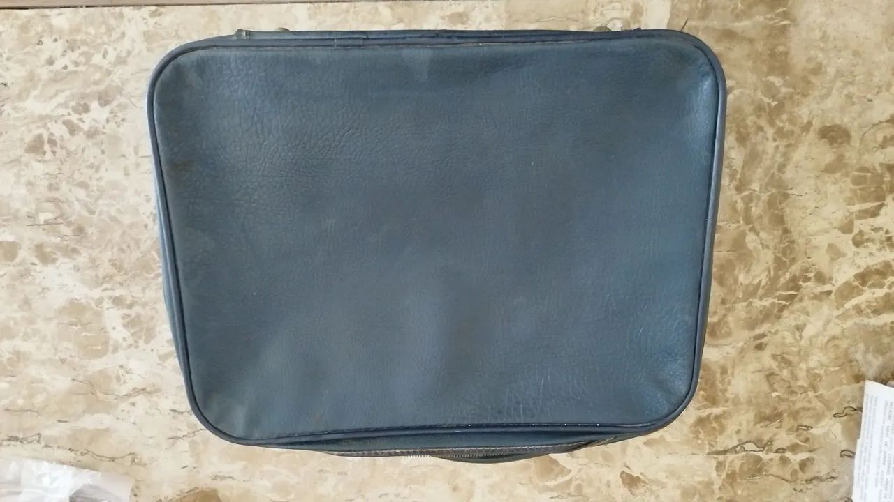 Mala de couro azul vintage - Foto 2