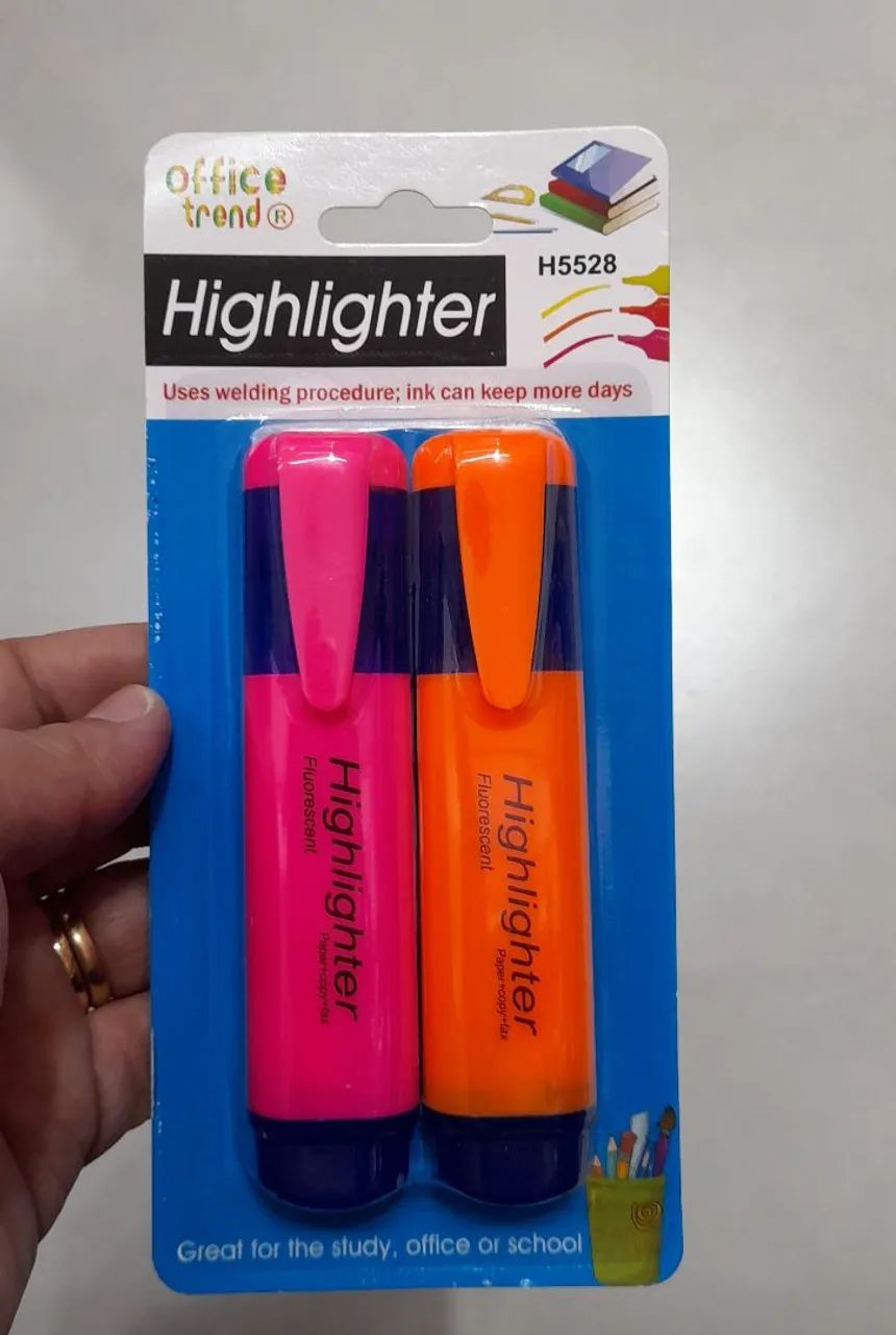 Marca texto laranja e rosa kit com 2