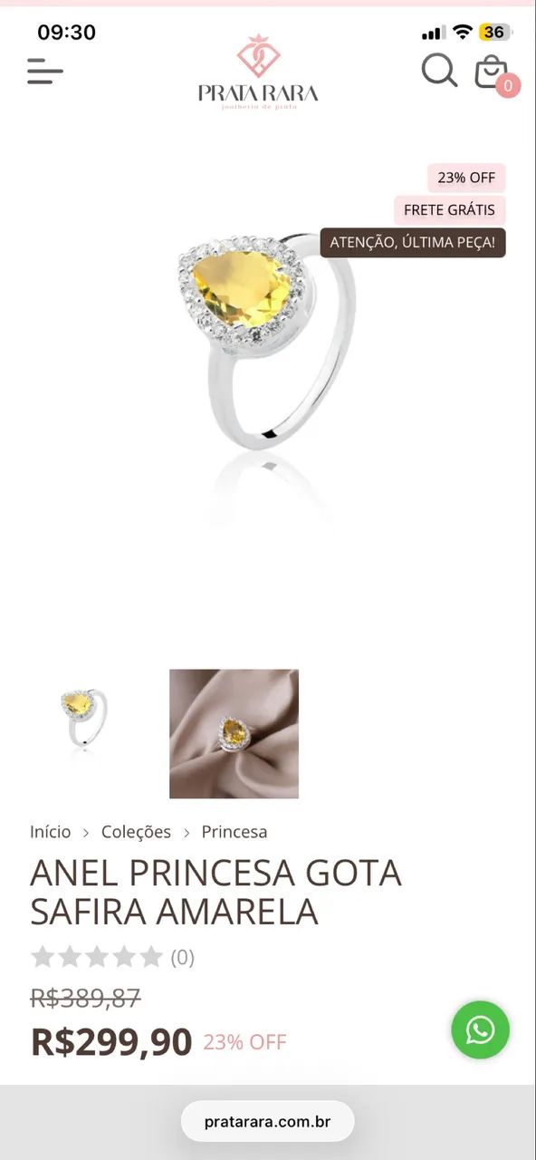Anel princesa gota safira amarela  - Foto 4
