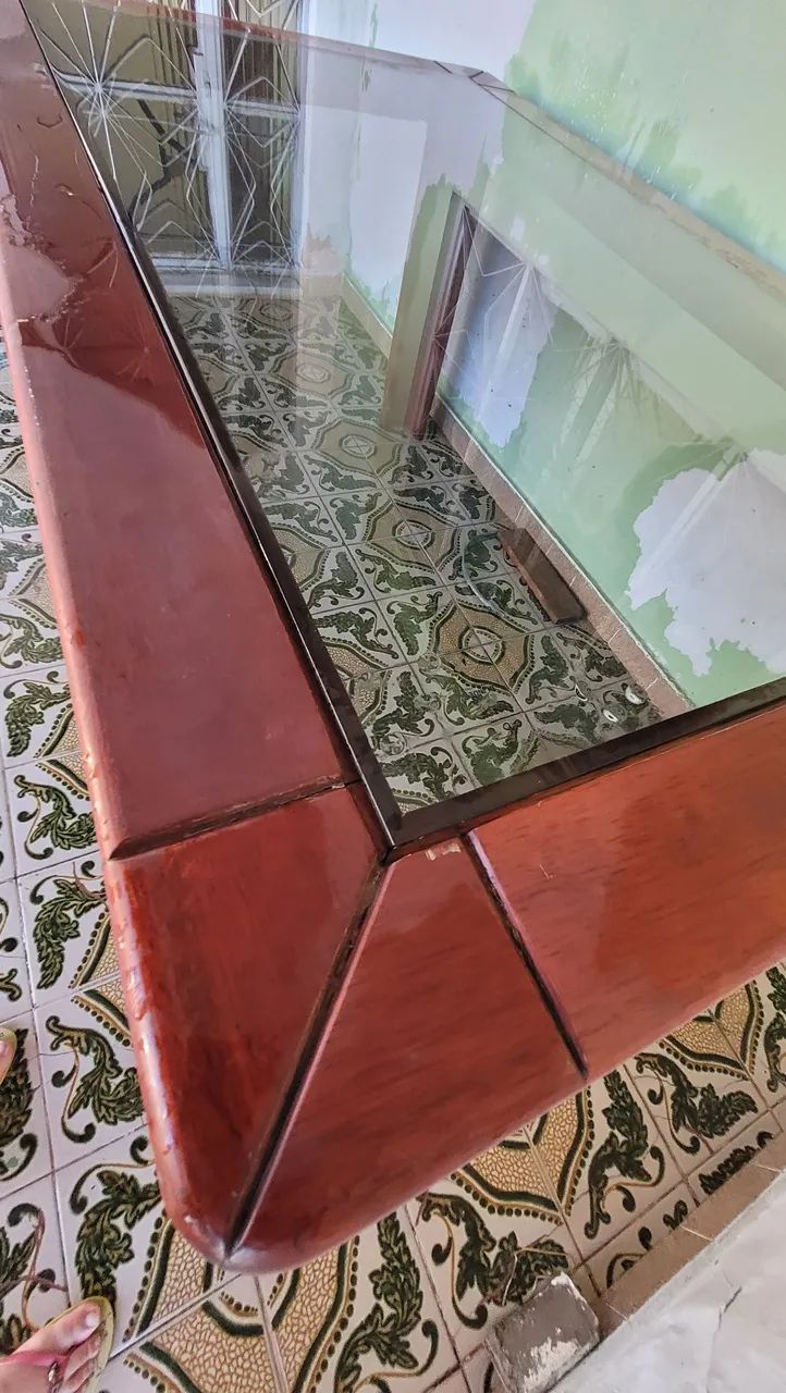Mesa madeira com tampo de vidro - Foto 5