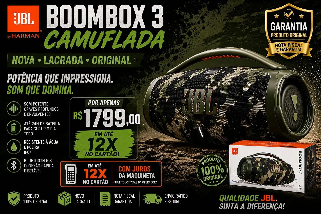 JBL BOOMBOX 3 NOVA LACRADA GARANTIA DE FÁBRICA 