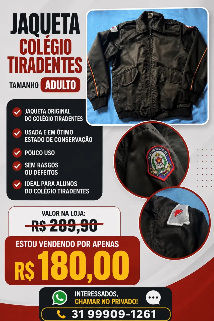 Jaqueta do Colégio Tiradentes original usada 