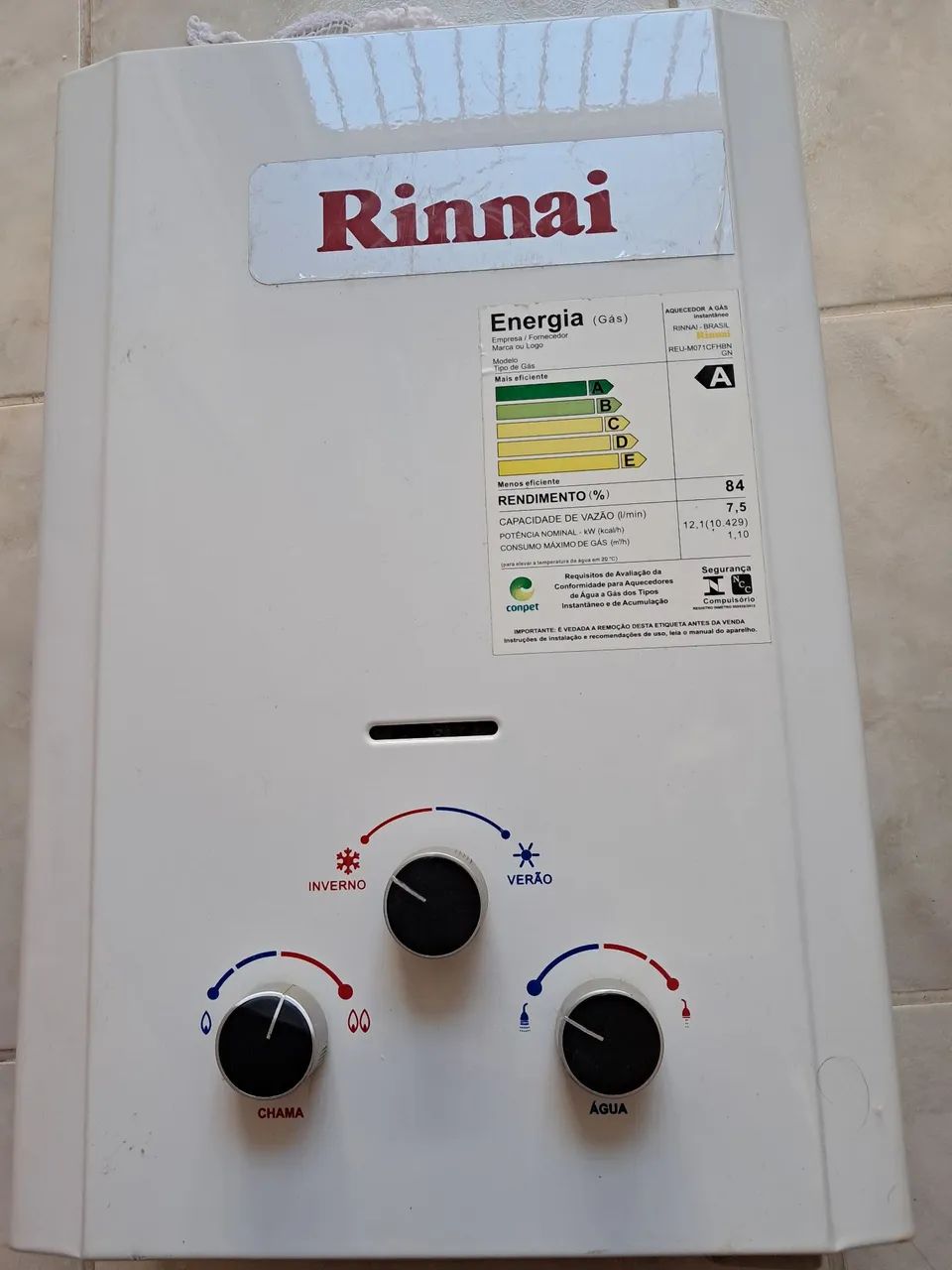 Aquecedor Rinai 7,5l
