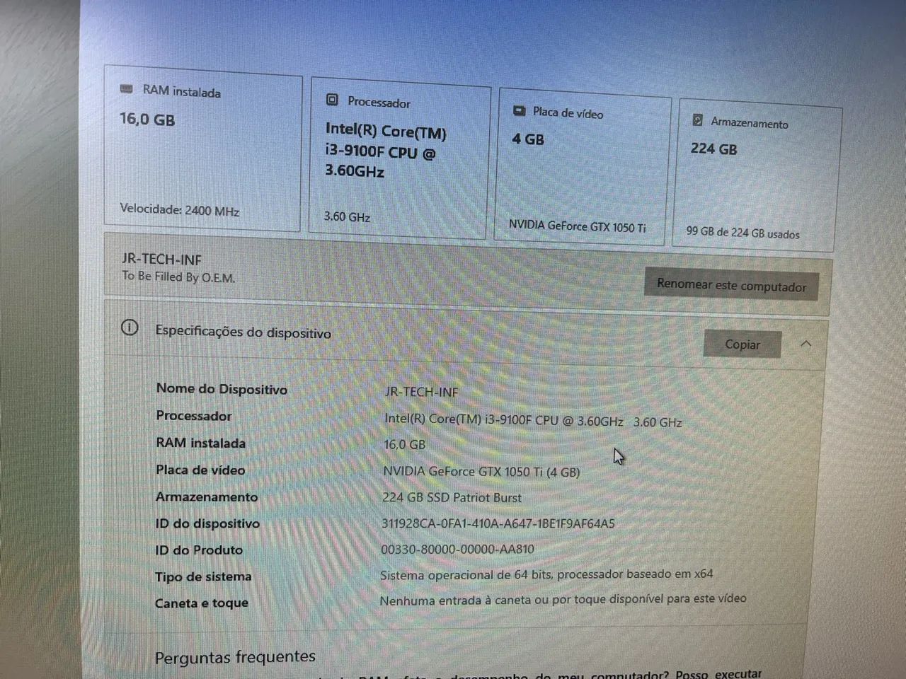 Pc gamer de entrada, i3 9100 16gb ram "2100,00" - Foto 3