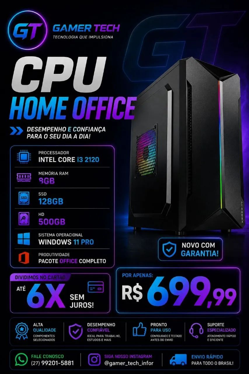CPU HOME OFFICE novo com garantia