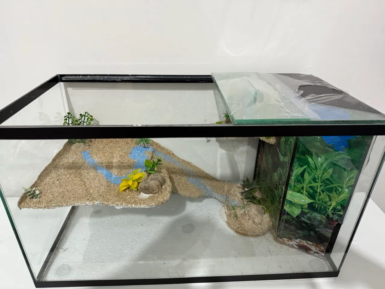 Aquaterrario novo decorado com sump de filtragem e cascata de água  - Foto 3
