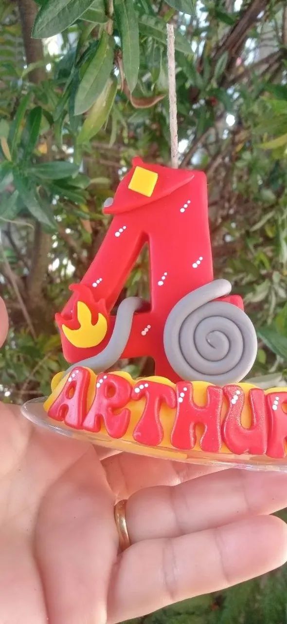 Vela Personalizada Bombeiros em Biscuit 