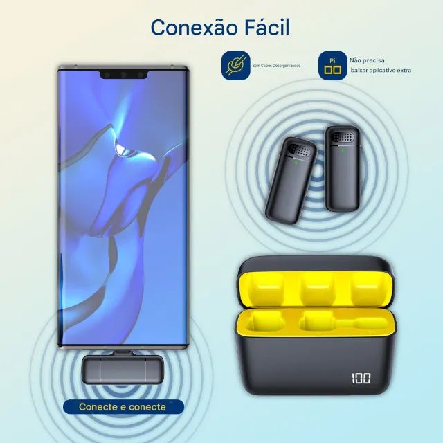 Microfone de Lapela sem fio USB C - Foto 2