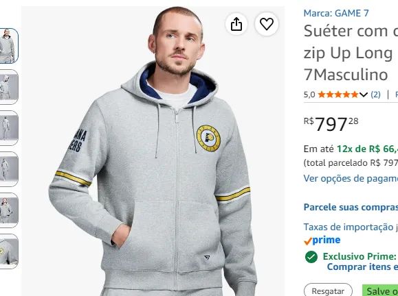 AGASALHO MOLETOM MASCULINO NBA