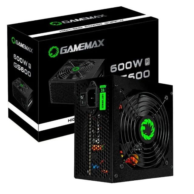 [Novo] Fonte 600w Gamer 80 Plus Gamemax GS600 PFC Ativo - Lacrada NF e Garantia