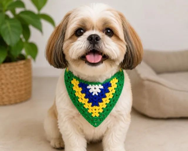 Bandana Pet Time Futebol Crochê Artesanal - Cães - Vários Tamanhos P M G
